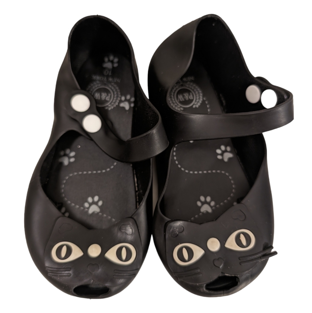 P&W New York Black Kitty Cat Shoes 9 Infant/toddler Mini Melissa